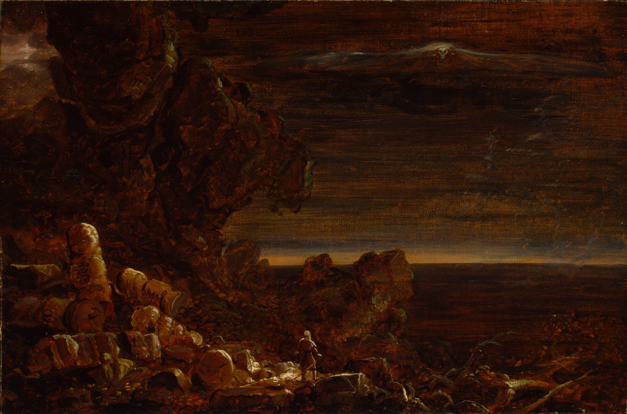 Verdens pilgrim ved slutningen af sin rejse (studie til serien Korset og verden) af Thomas Cole