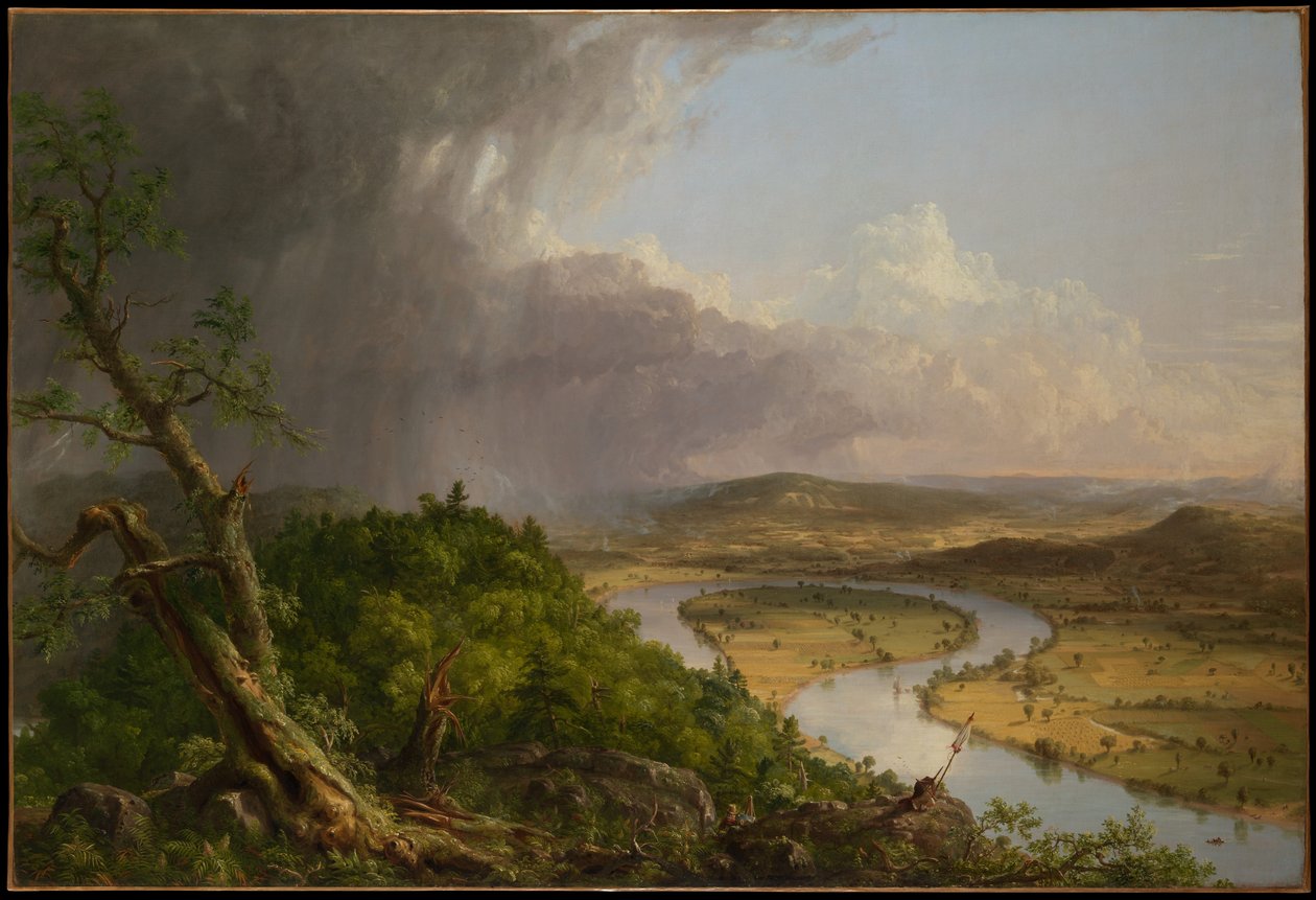 Udsigt fra Mount Holyoke, Northampton, Massachusetts, efter et tordenvejr - Oxbow af Thomas Cole