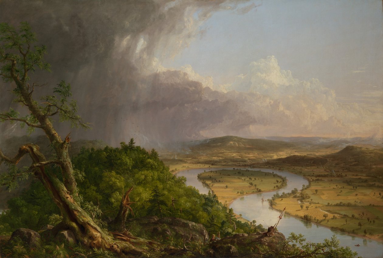 Udsigt fra Mount Holyoke, Northampton, Massachusetts, efter et tordenvejr - The Oxbow, 1836. af Thomas Cole
