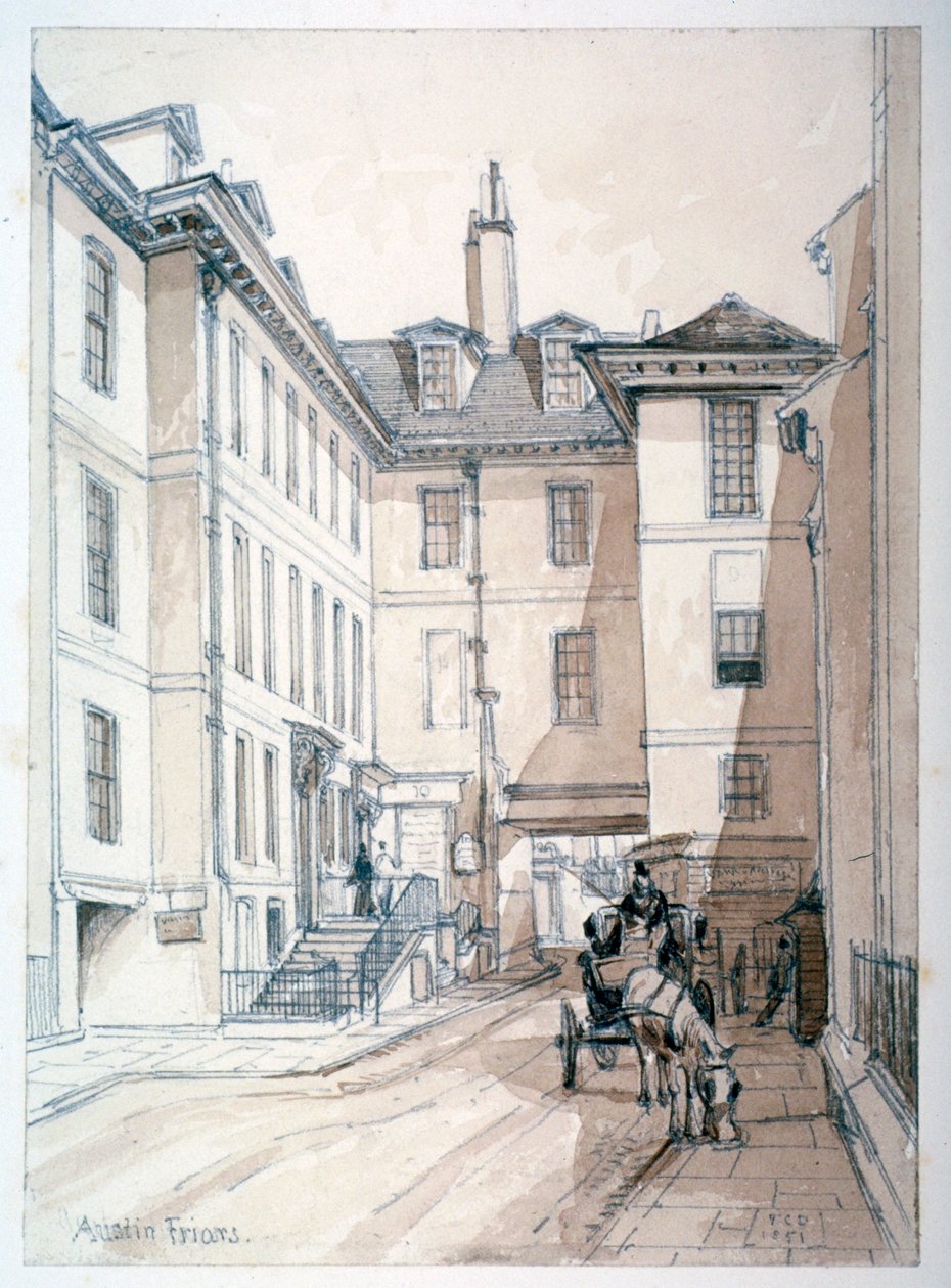 Austin Friars Street, City of London, 1851. af Thomas Colman Dibdin