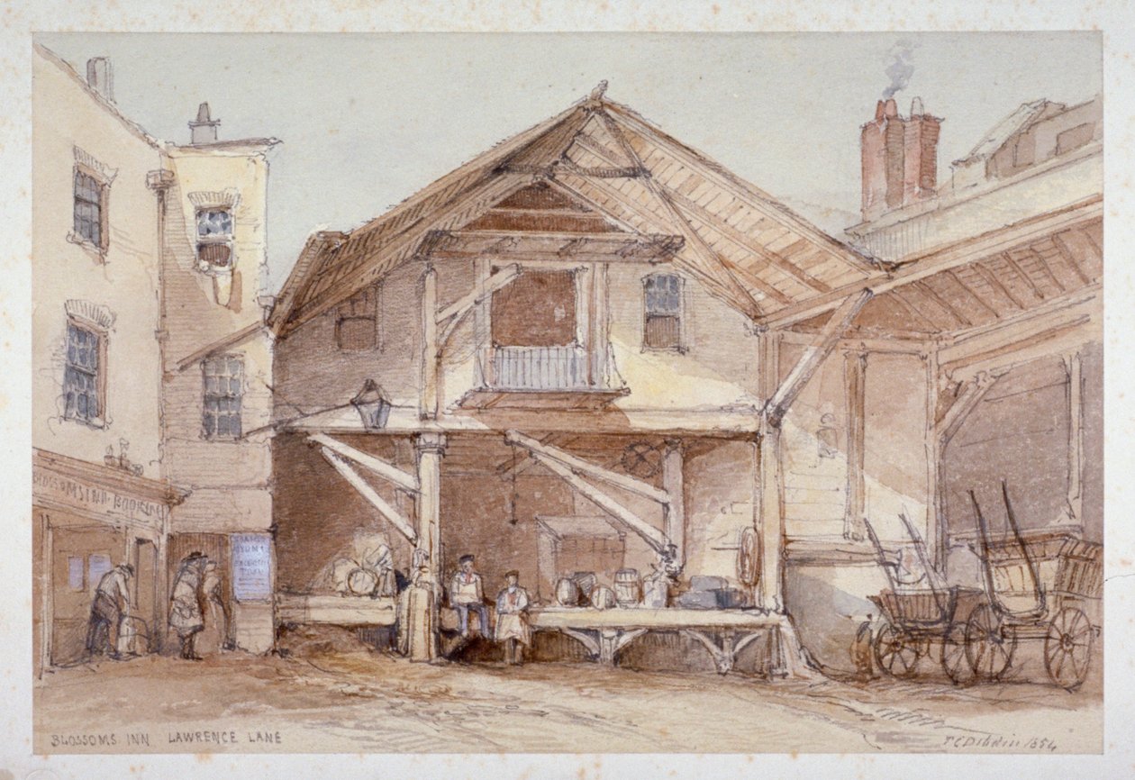 Blossoms Inn, Lawrence Lane, City of London, 1854. af Thomas Colman Dibdin
