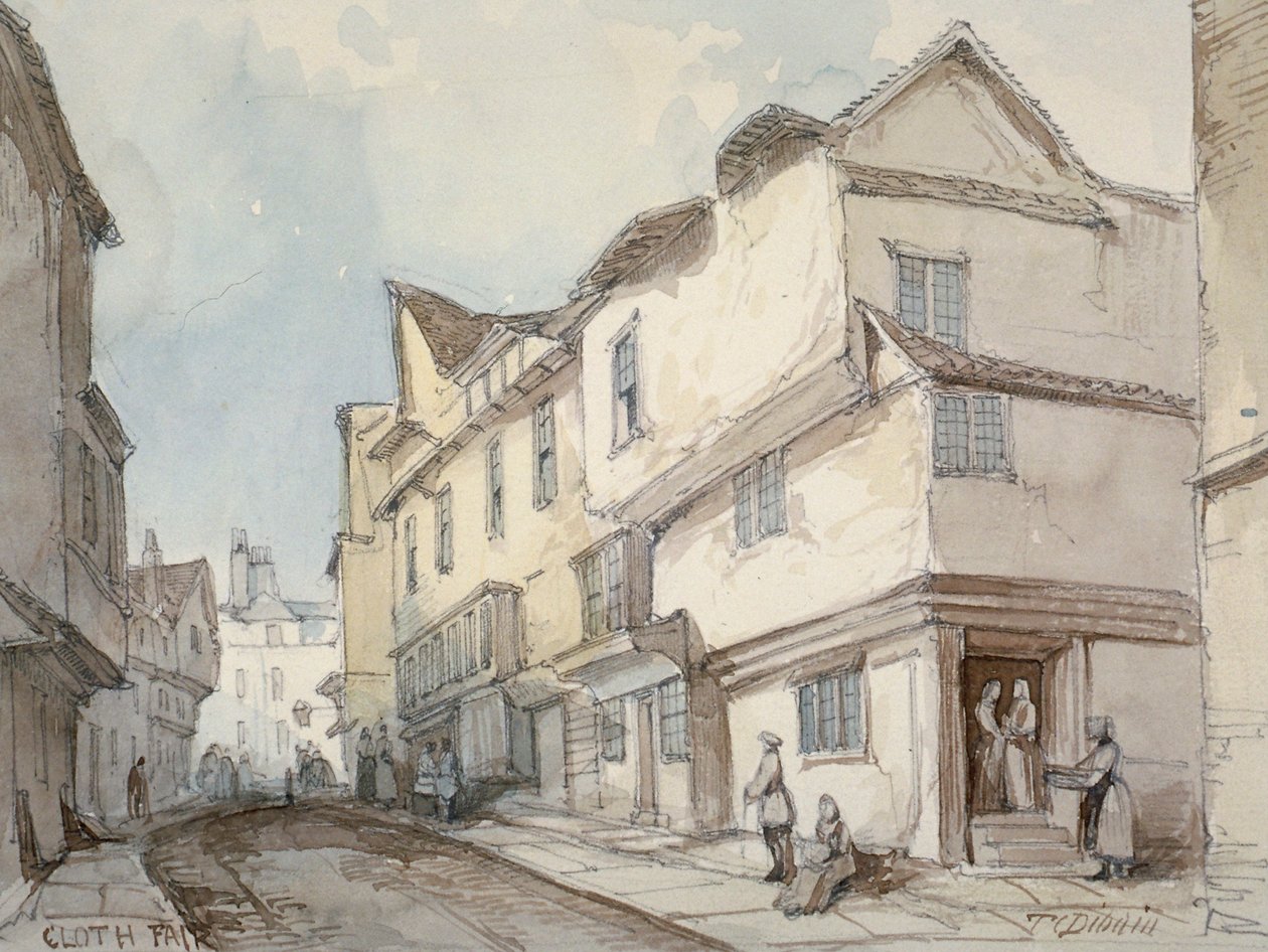 Cloth Fair, Smithfield, City of London, 1850 af Thomas Colman Dibdin