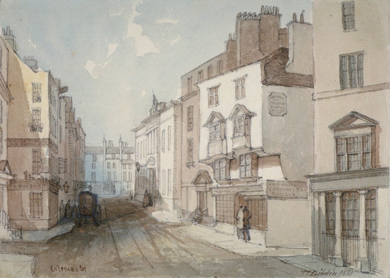 Coleman Street, City of London, 1851. af Thomas Colman Dibdin