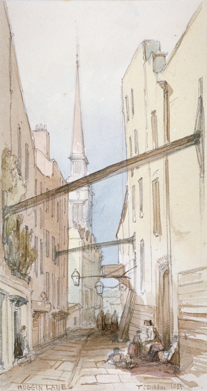 Huggin Lane, City of London, 1851 af Thomas Colman Dibdin