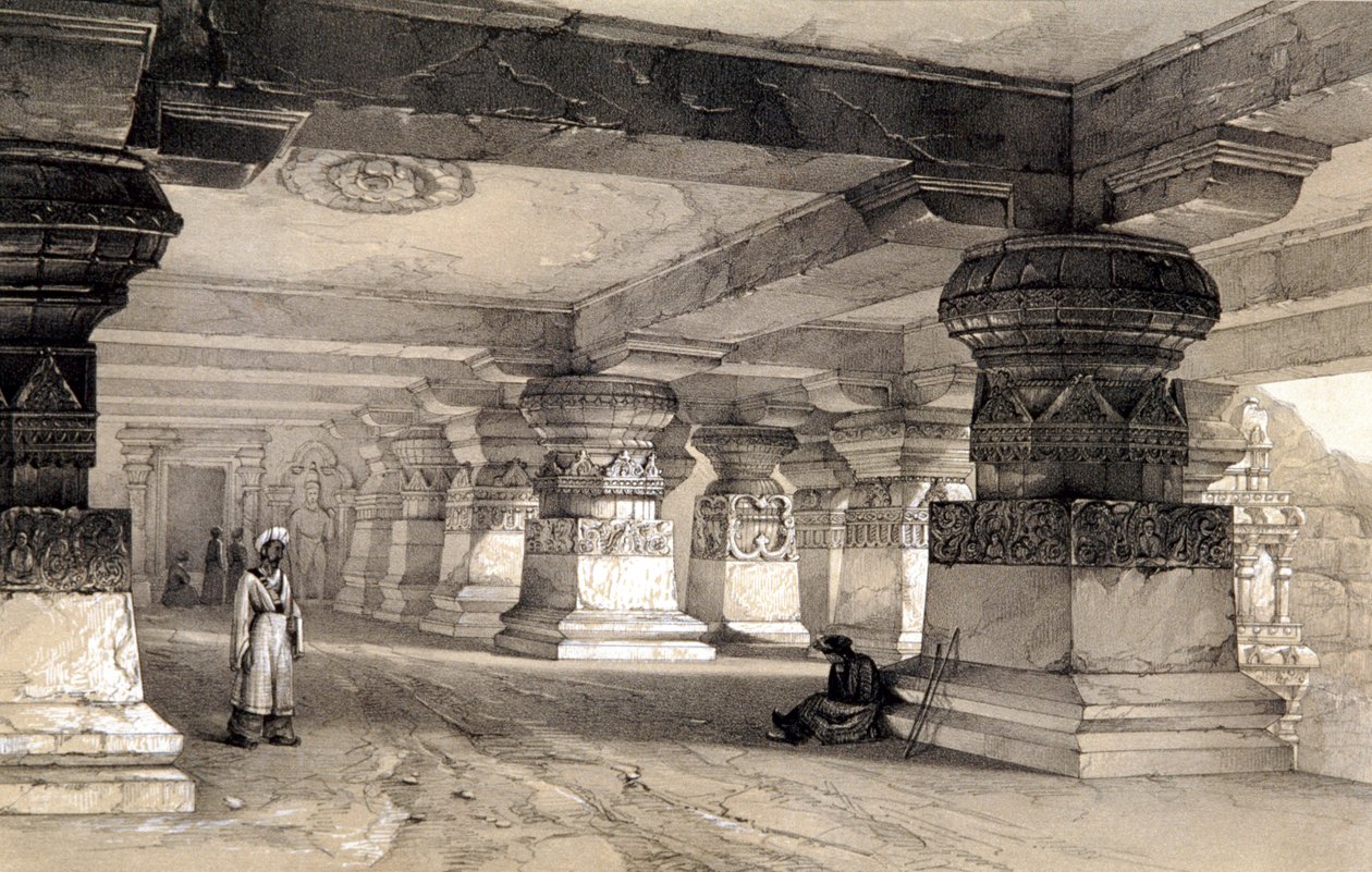 Det indre af Lanka, Ellora, Indien, 1845 af Thomas Colman Dibdin