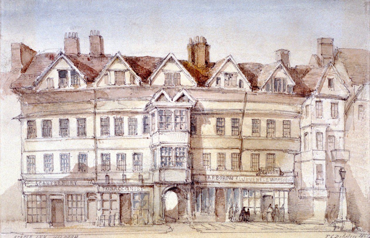 Staple Inn, Holborn, London, 1854 af Thomas Colman Dibdin