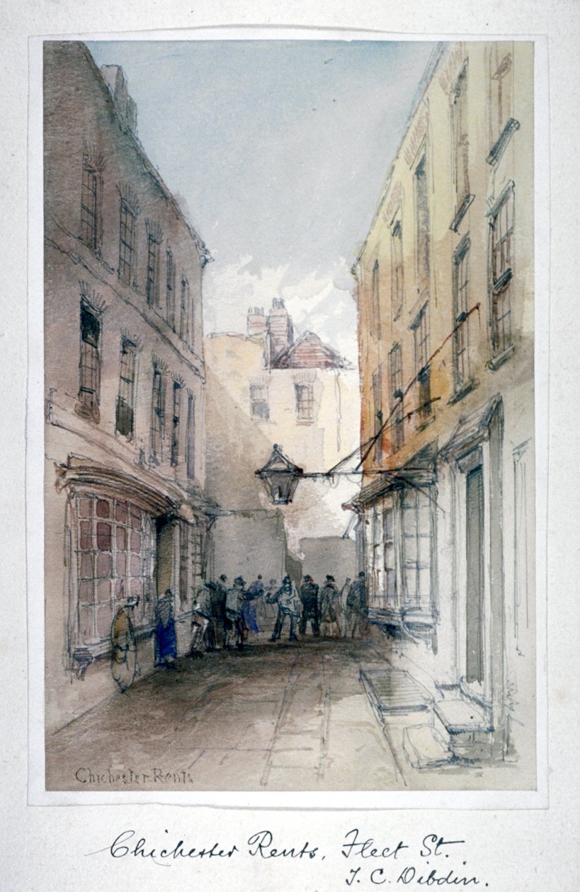 Se i Chichester Rents, Fleet Street, City of London, c1850. af Thomas Colman Dibdin