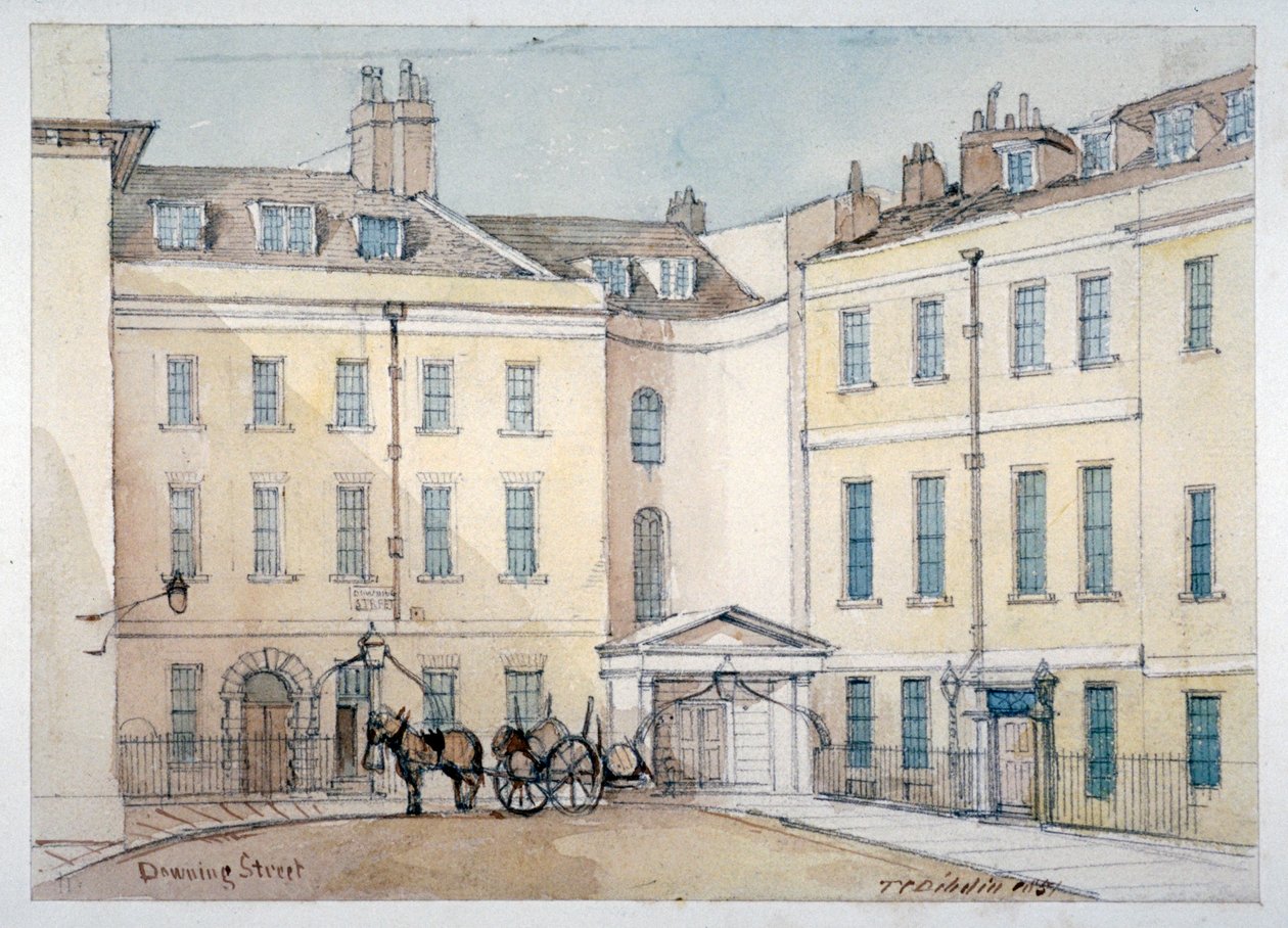 Udsigt over Downing Street, Westminster, London, 1851 af Thomas Colman Dibdin