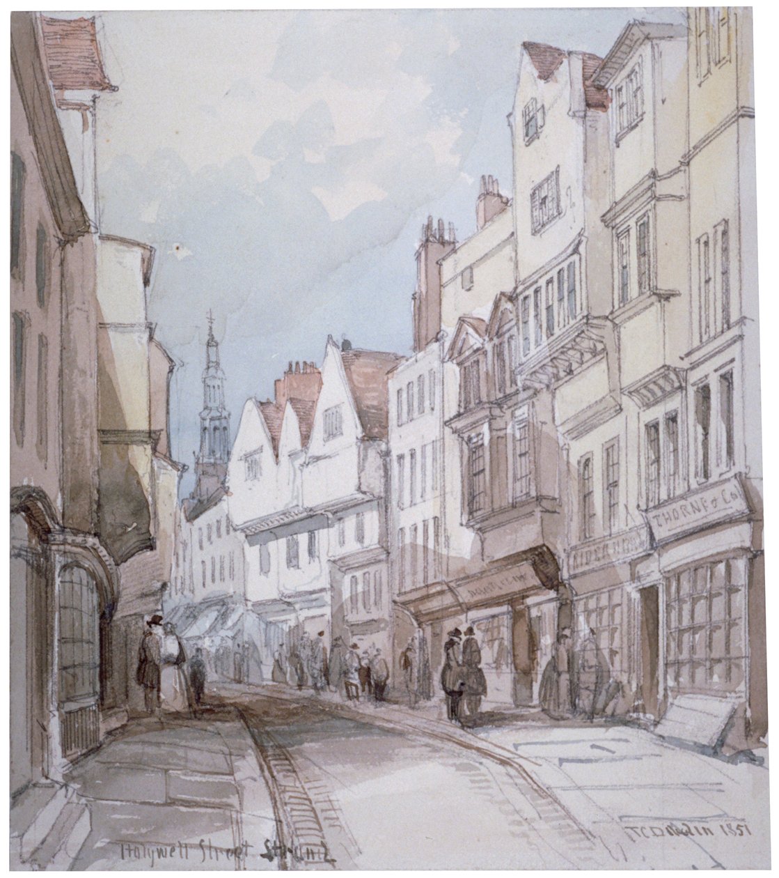 Udsigt over Holywell Street, Westminster, London, 1851. af Thomas Colman Dibdin