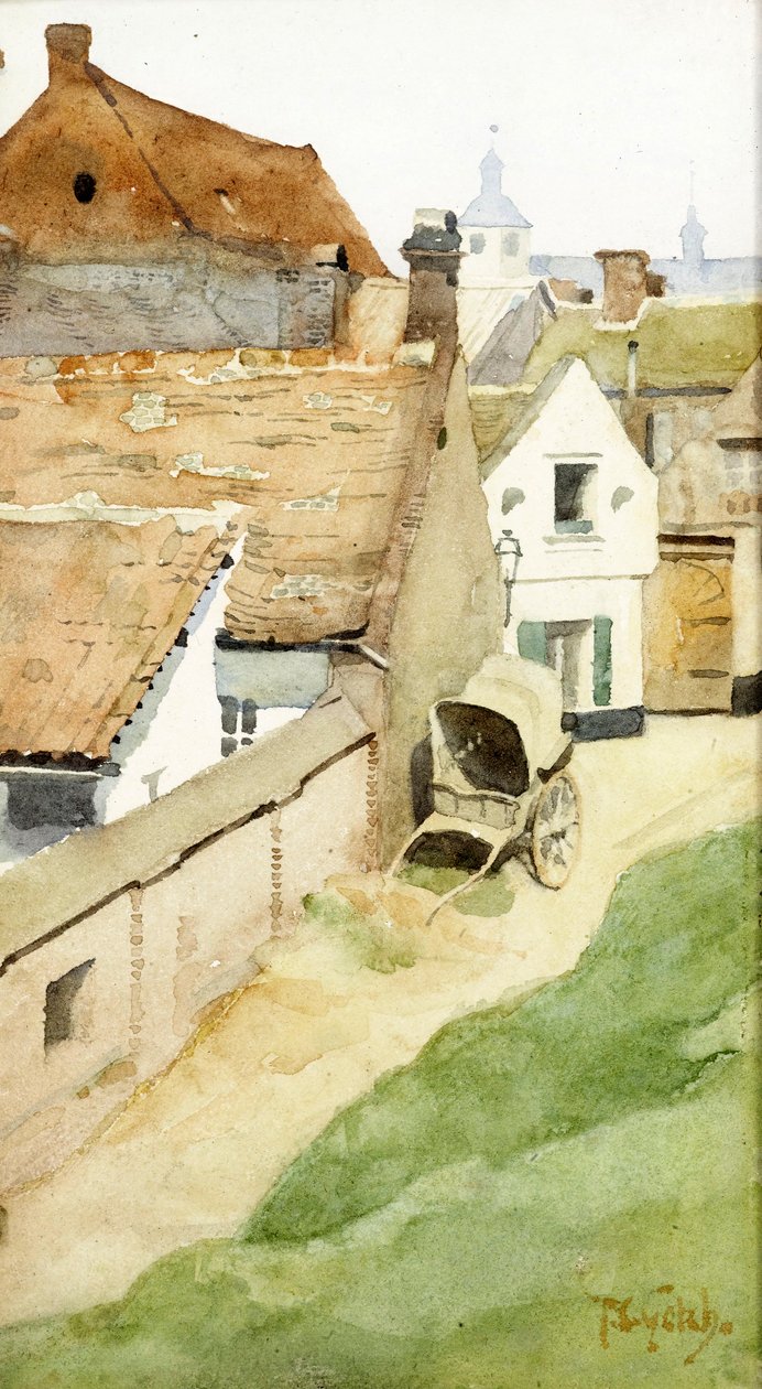 A Village Backstreet, ca. 1880 af Thomas Cooper Gotch