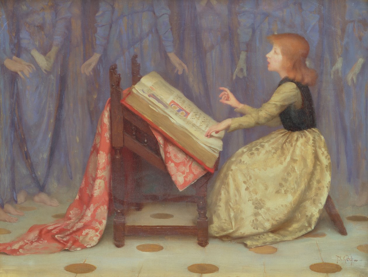 Pige siddende i et interiør af Thomas Cooper Gotch