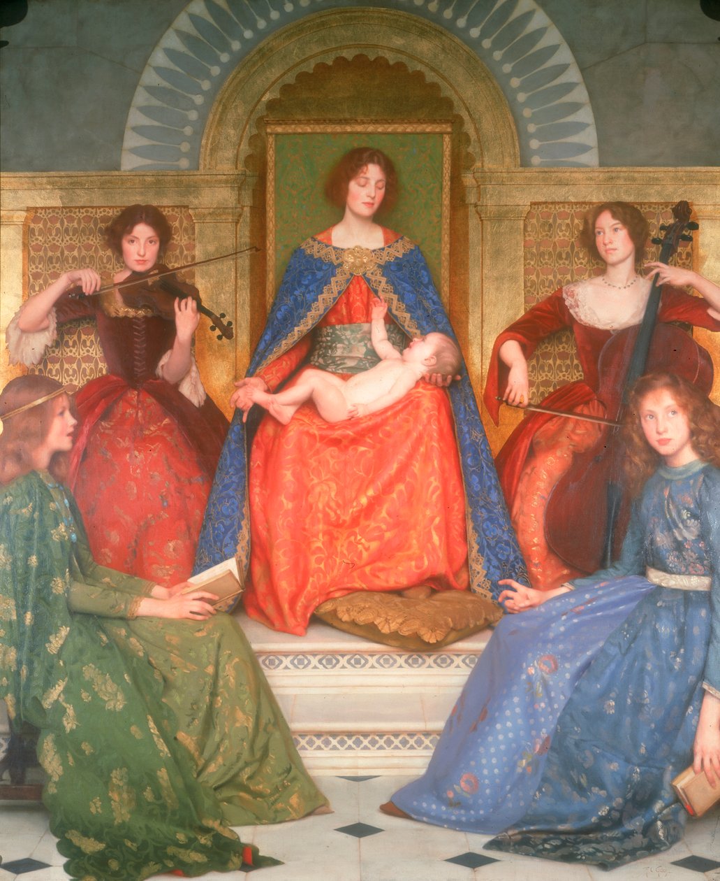 Holy Motherhood, ca. 1902 (olie & bladguld på lærred) af Thomas Cooper Gotch
