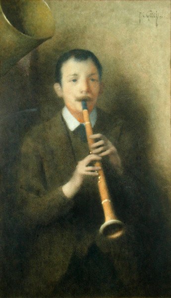 Klarinetspilleren, ca. 1892 (akvarel på papir) af Thomas Cooper Gotch