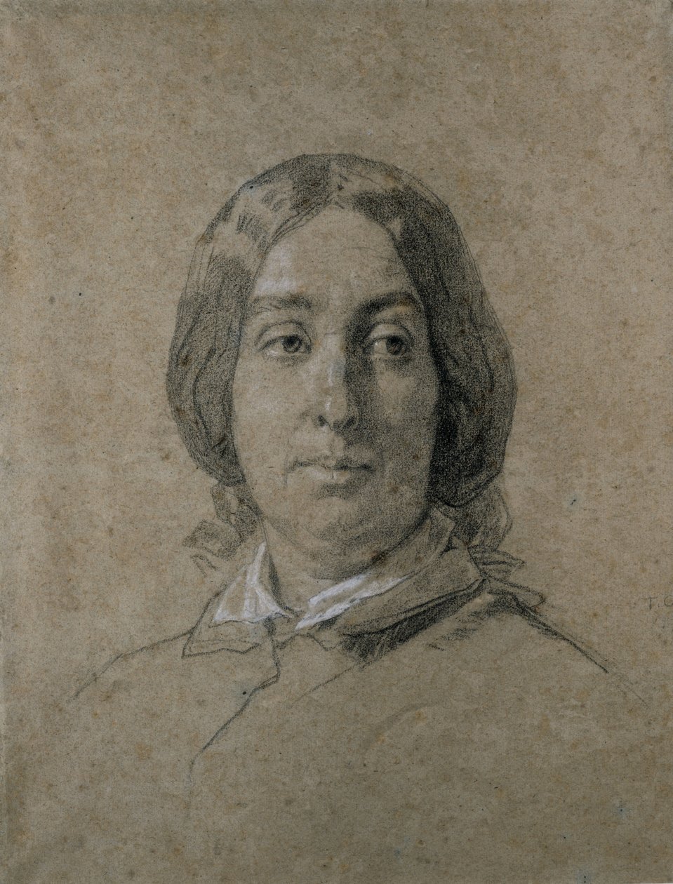 Portræt af George Sand. af Thomas Couture
