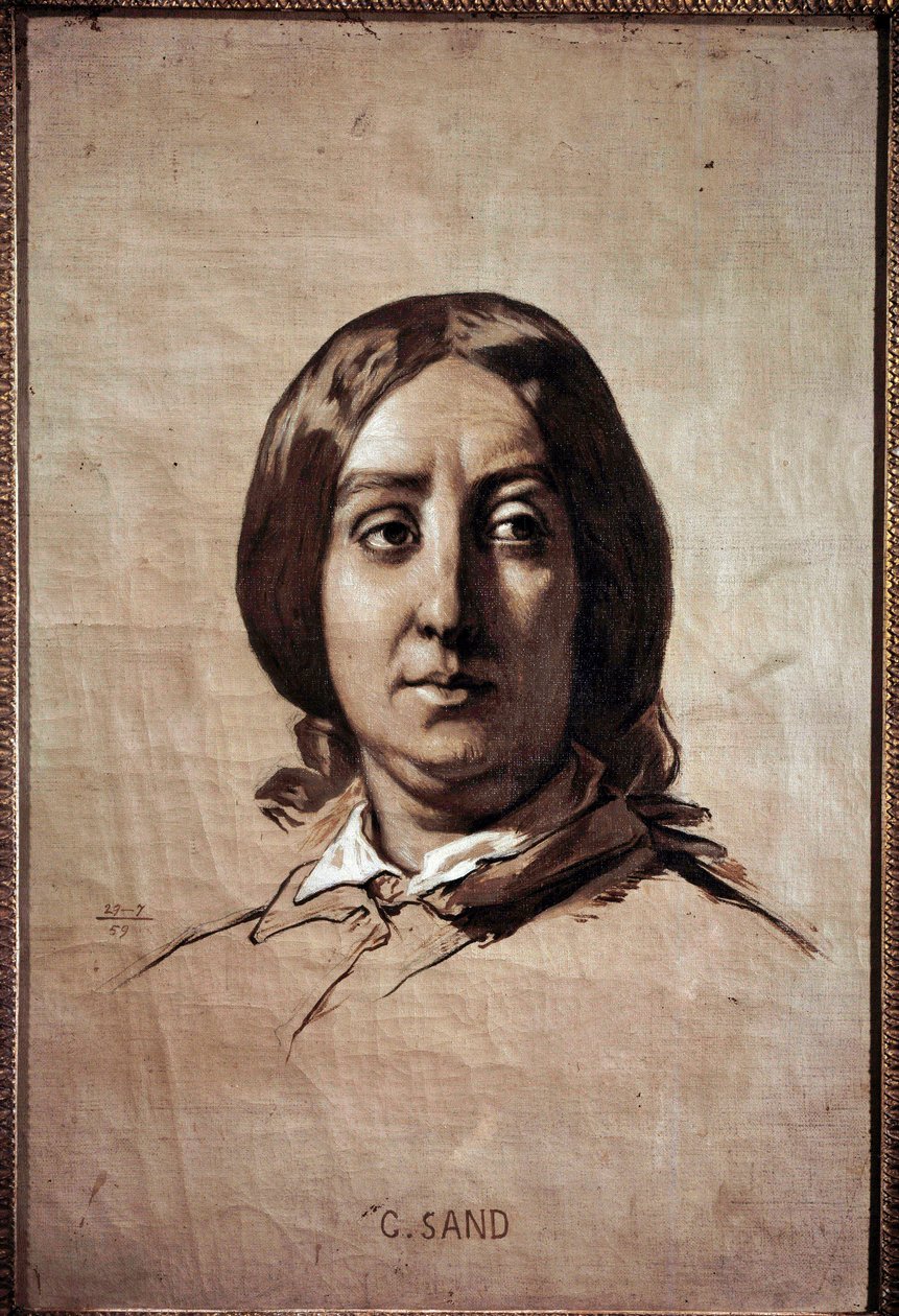 Portræt af Georges Sand (1804-1876) (Aurore Dupin, Baronne Dudevant) Fransk forfatter Tegning af Thomas Couture (1815-1879) 1859 Søn. 0,61x0,4 m Versailles, musee du chateau af Thomas Couture