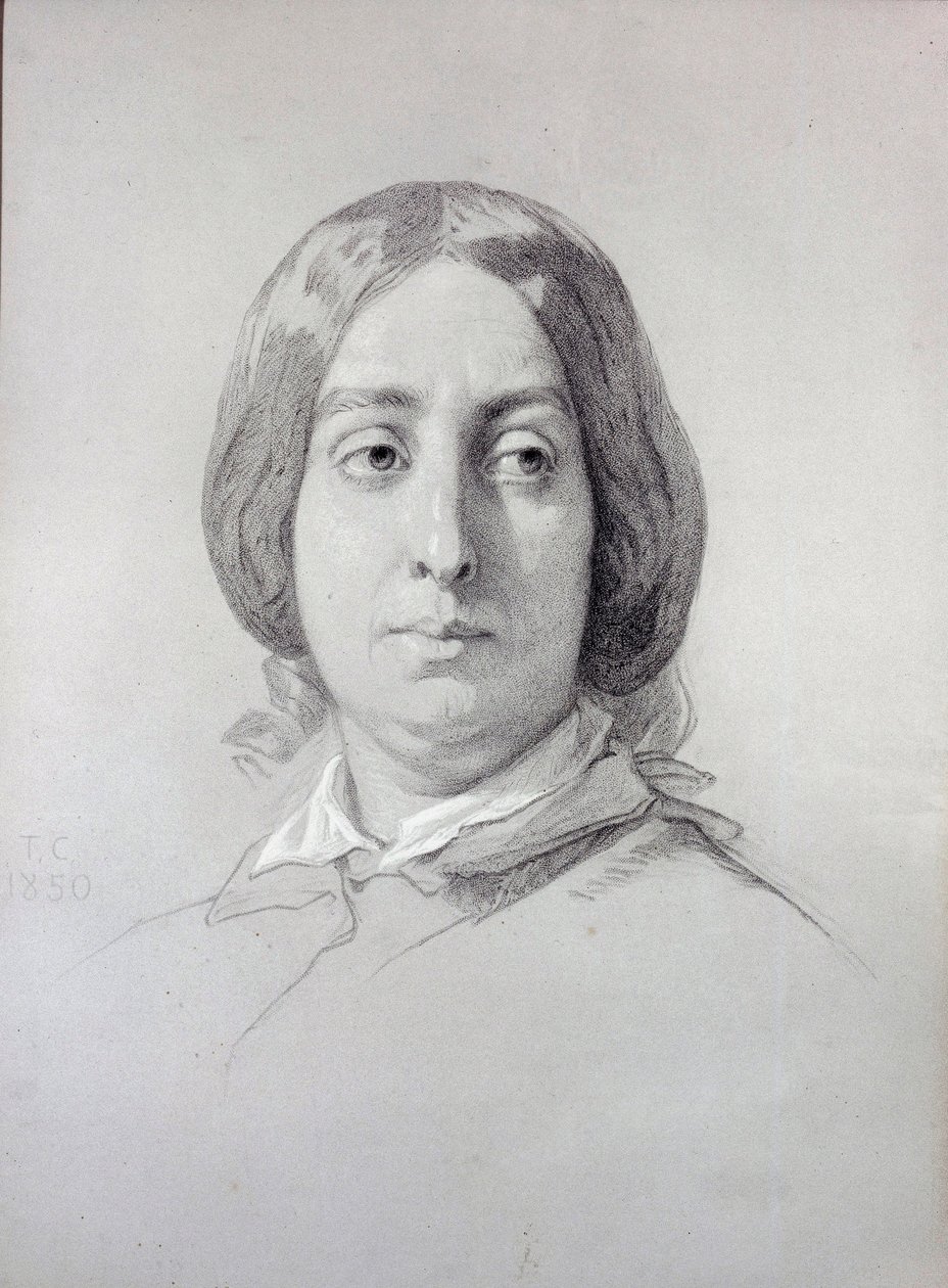 Portræt af bogstavernes kvinde George Sand (1804-1876) Aurore Dupin, Baronne Dudevant Tegning af Thomas Couture (1815-1879) 1844 Paris, Museum of Romantic Life af Thomas Couture