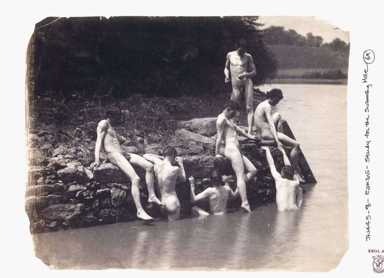 Studie til maleriet "Svømmehullet", ca. 1883 af Thomas Cowperthwait Eakins