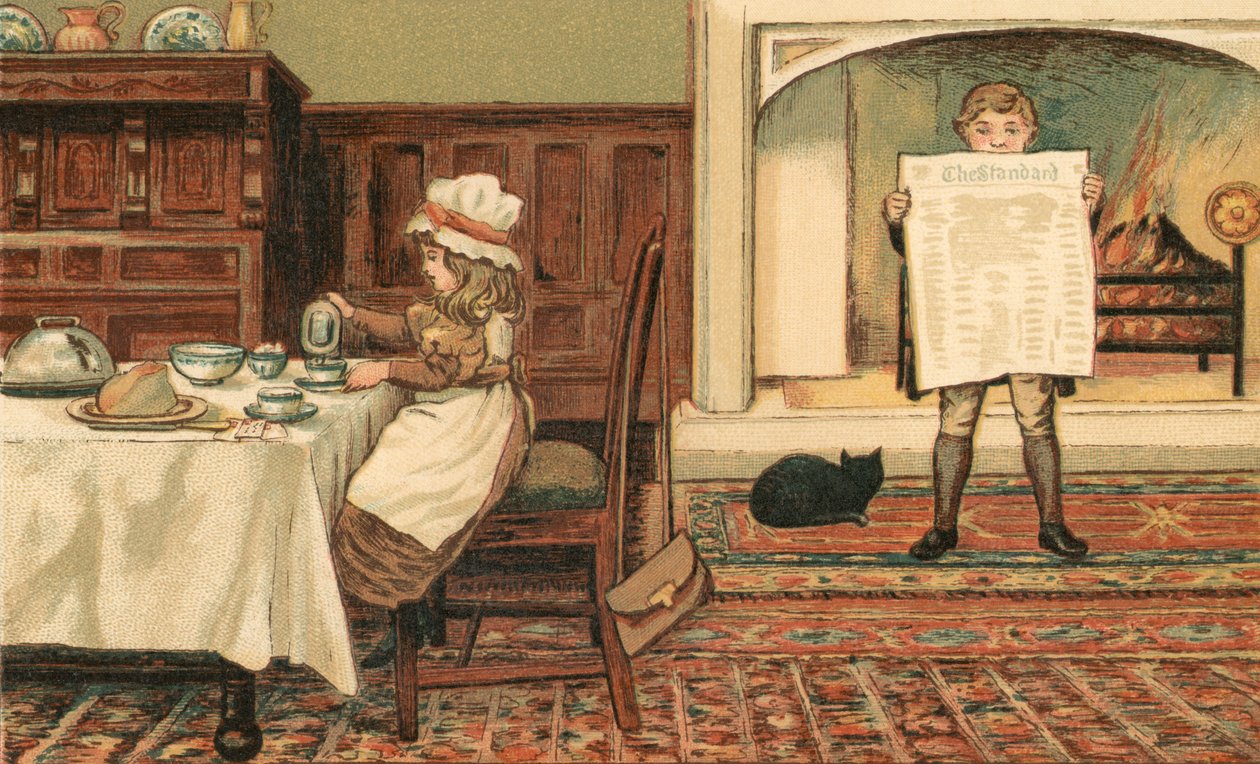 Hjemmeliv: Børn i spisestuen af Thomas Crane