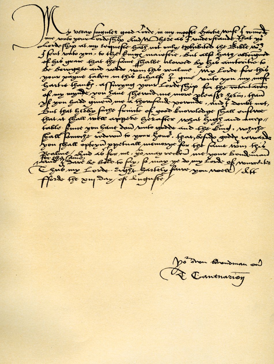 Brev fra Thomas Cranmer til Thomas Cromwell, Ford, 13. august 1537 af Thomas Cranmer