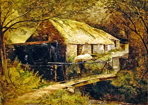 Dolgelly Mill, North Wales (olie på lærred) af Thomas Creswick