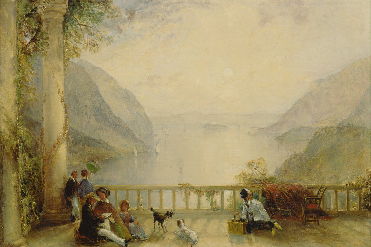Figurer på en balkon, sandsynligvis ved Westpoint af Thomas Creswick