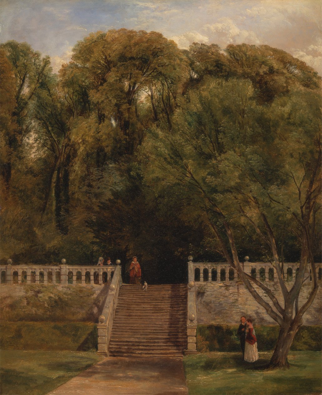 På terrassen ved Haddon Hall, Derbyshire af Thomas Creswick
