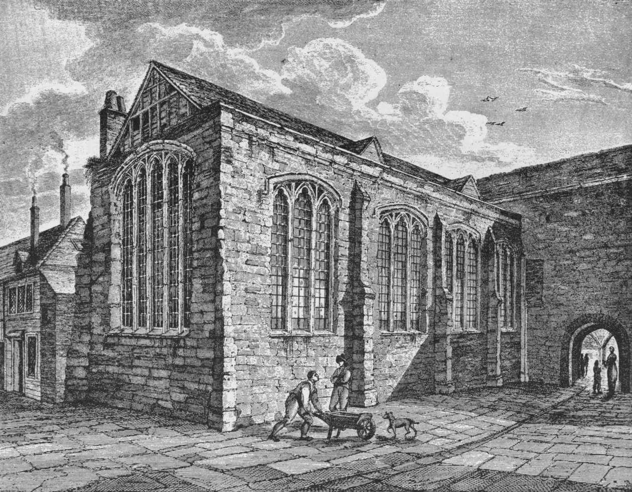 Nordøst udsigt over Kapel af den Hellige Treenighed, Leadenhall, City of London, c1825 1906 af Thomas Dale