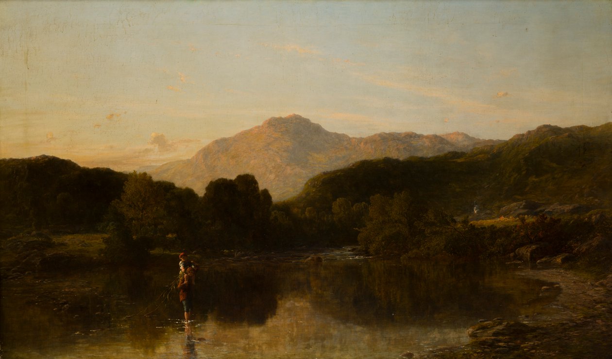 A Mountainous Riverscape, ca. 1838-86 (olie på lærred) af Thomas Danby