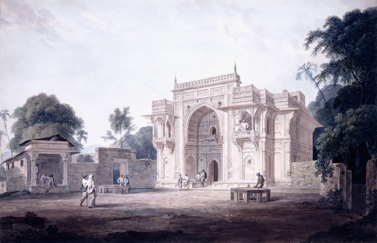 En port, der fører til en moske, Chunargarh, Uttar Pradesh, S. 1789-90 af Thomas Daniell