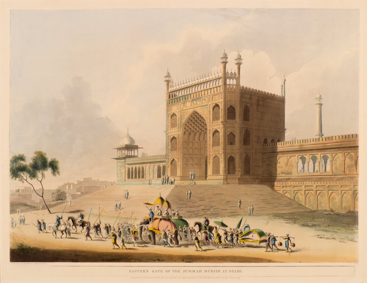 Den østlige port til Jummah-moskeen, Delhi af Thomas Daniell