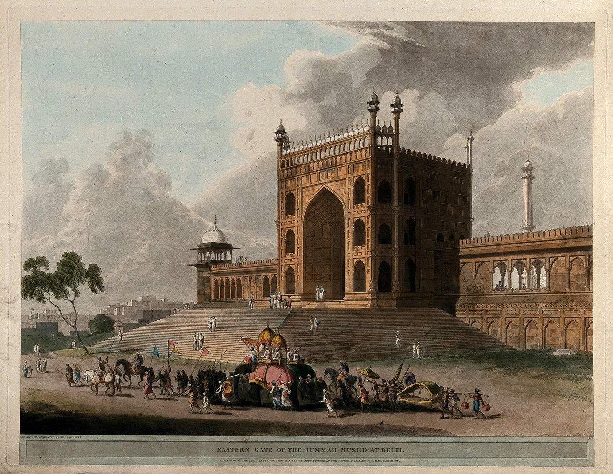 Den østlige port til Jummah Musjid i Delhi af Thomas Daniell