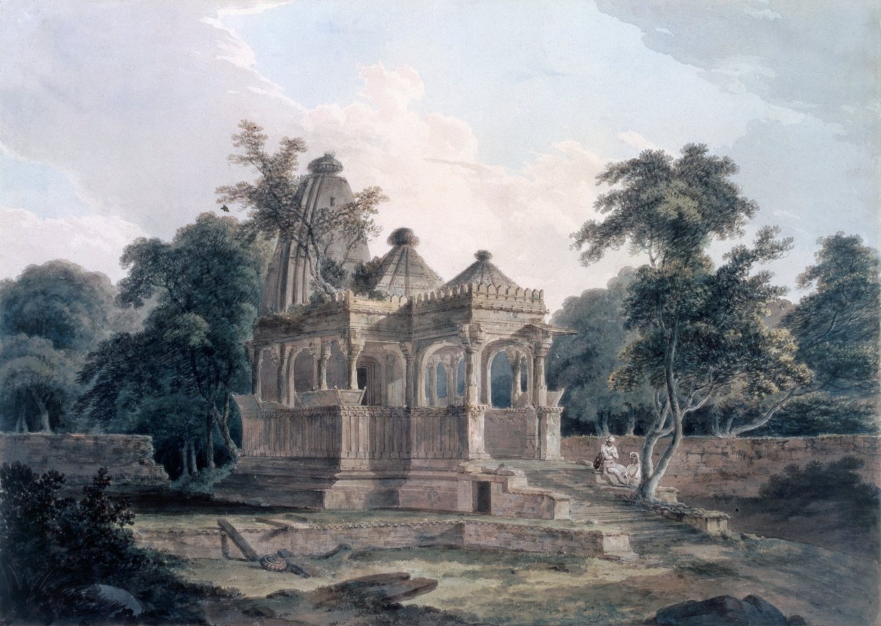 Hindu-tempel i Rohtas-fortet, Bihar, Indien, c1790. af Thomas Daniell
