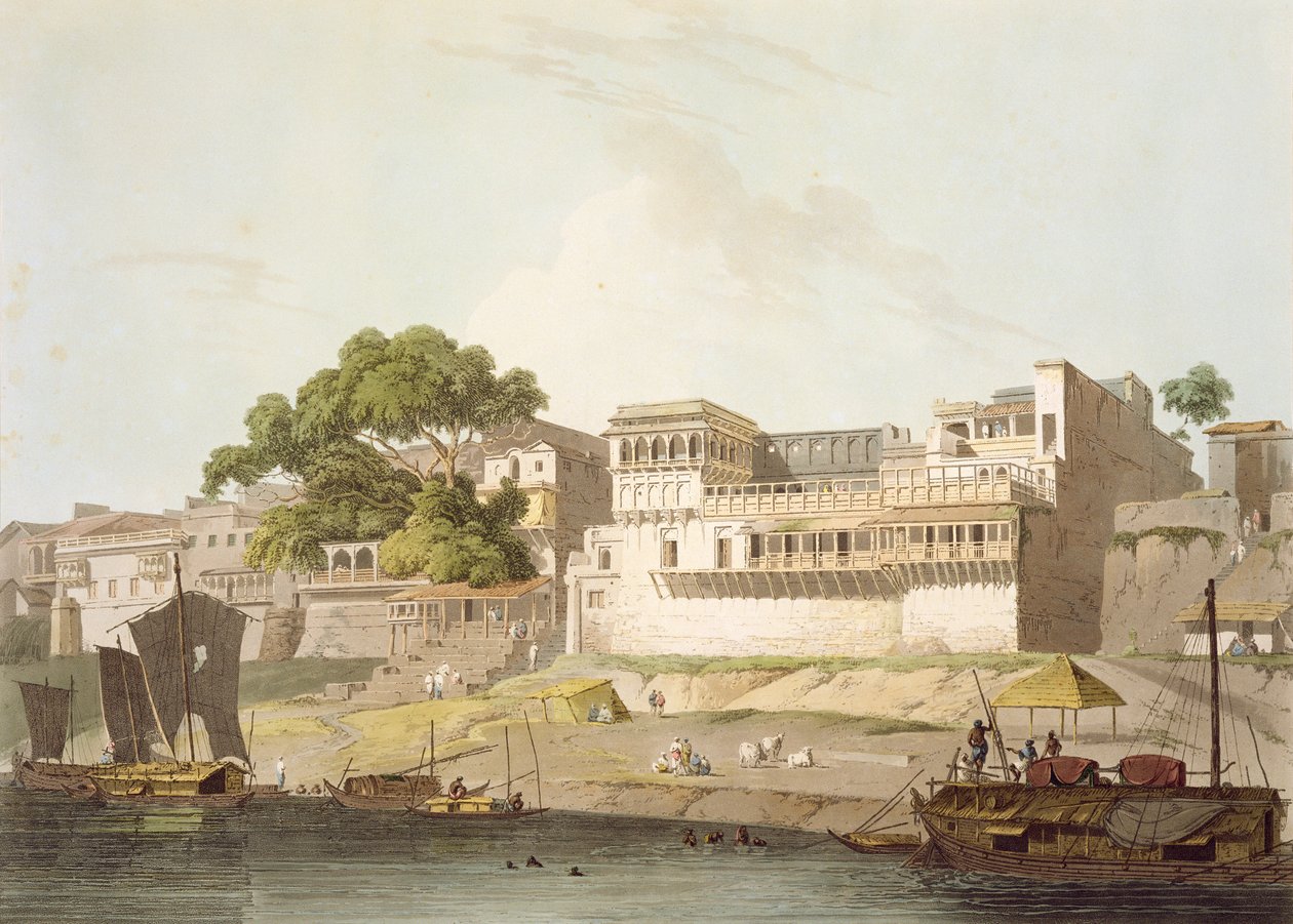 En del af byen Patna, ved floden Ganges, fra 