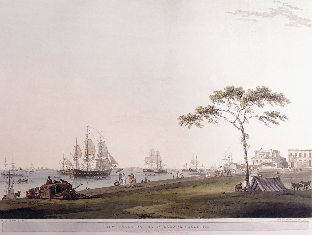 Udsigt taget på Esplanade, Calcutta, 1797 af Thomas Daniell