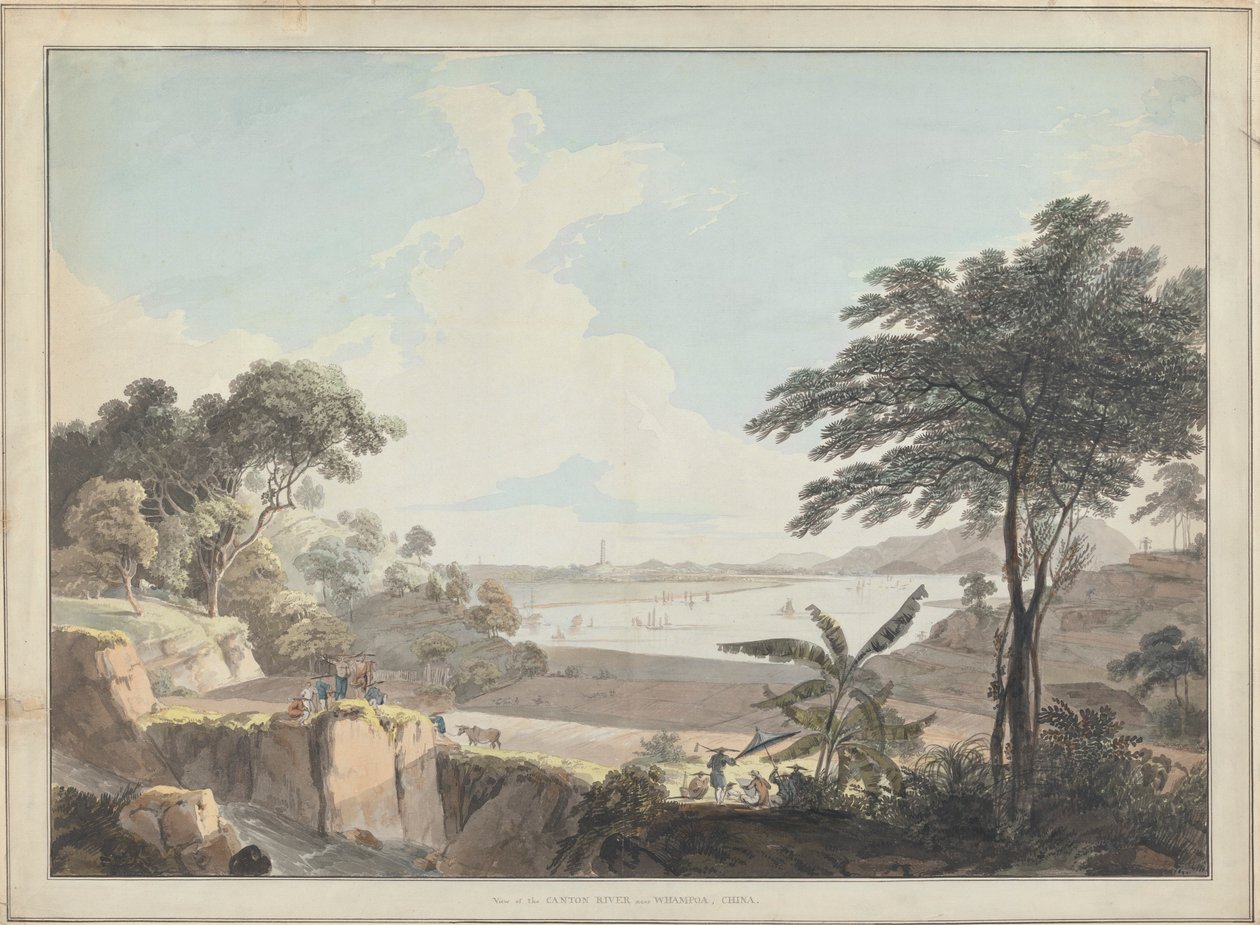 Udsigt over Canton River, nær Whampoa, Kina af Thomas Daniell