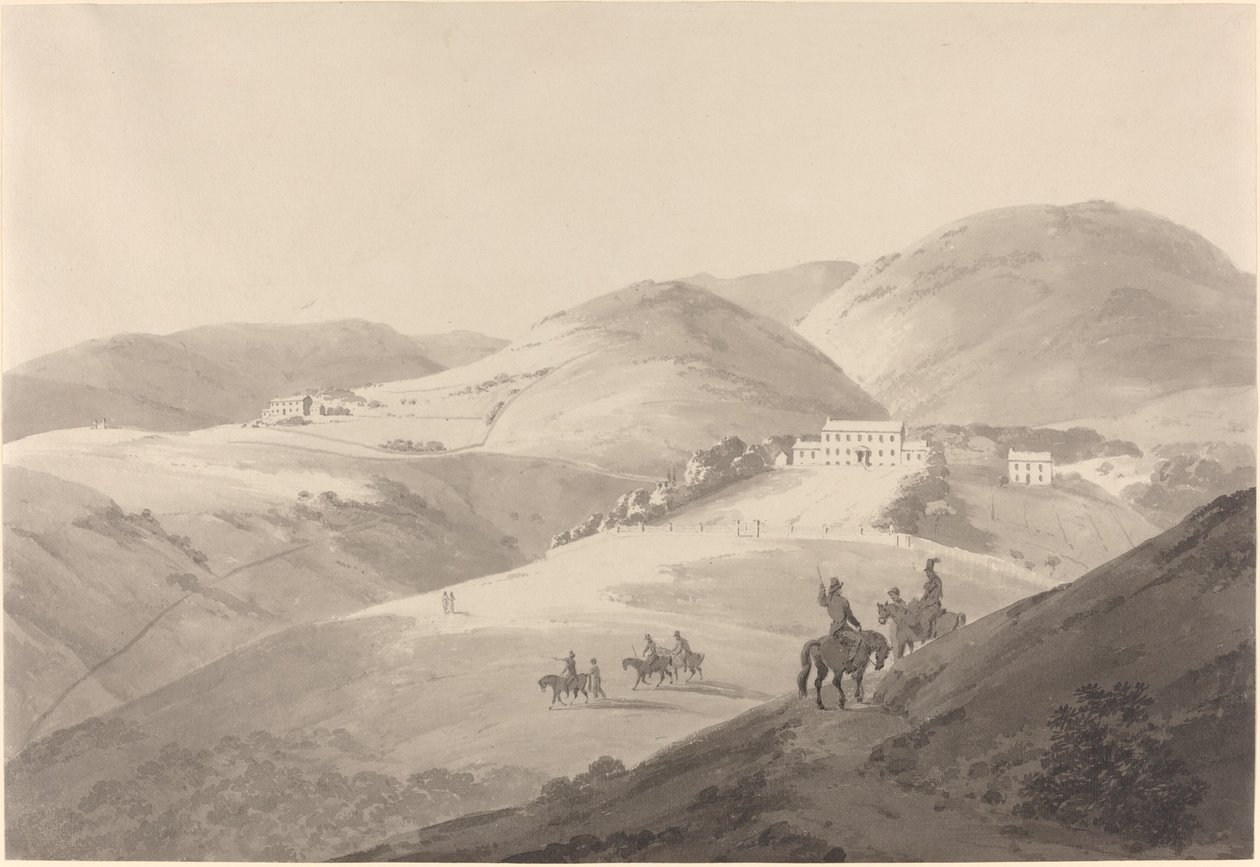 Udsigt over guvernørens hus i St. Helena af Thomas Daniell