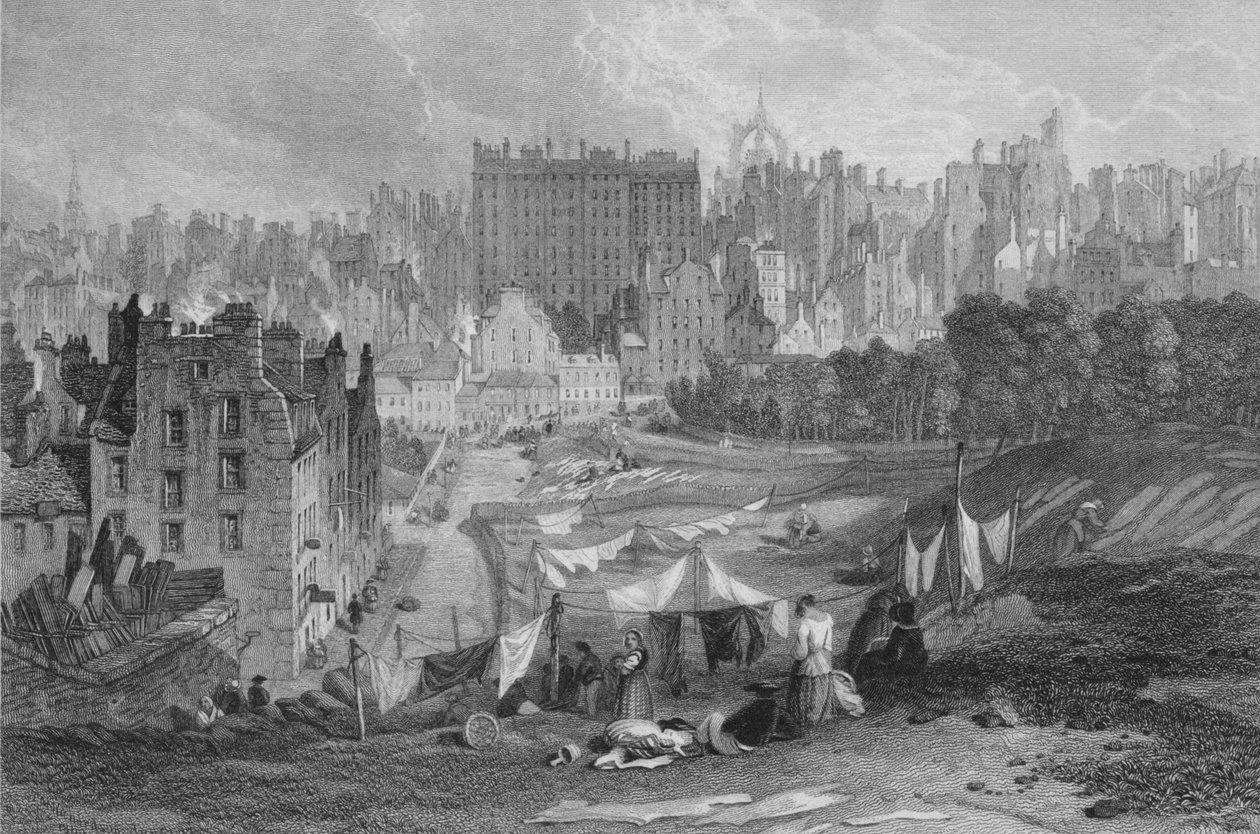 Edinburgh Old Town fra Princes Street, 1841 af Thomas Dobbie