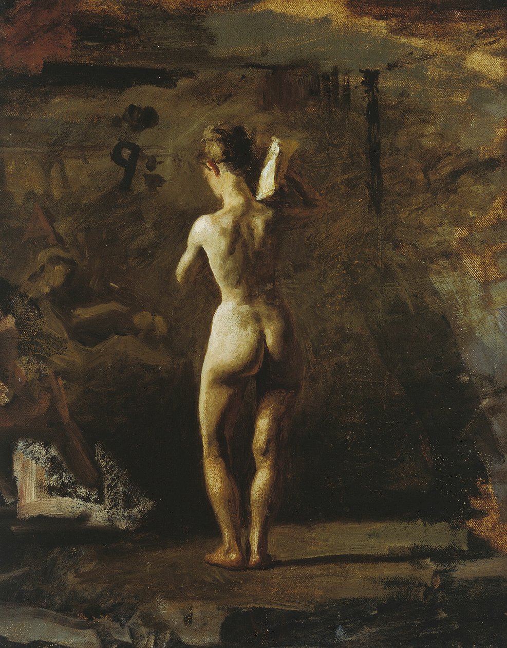 Studie til "William Rush skærer sin allegoriske figur af Schuylkill-floden" af Thomas Eakins