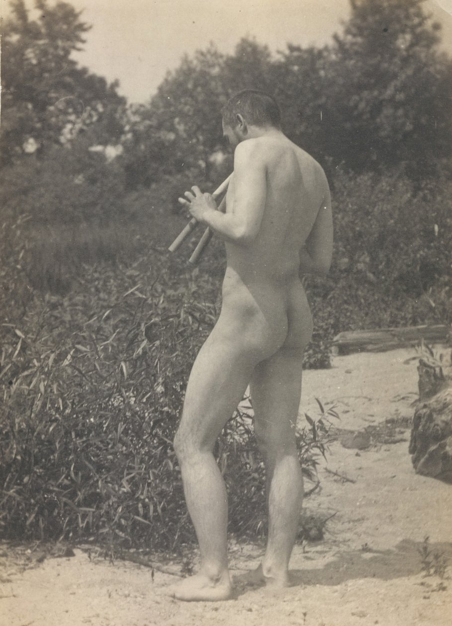 Thomas Eakins, nøgen, spiller piber, ca. 1883. af Thomas Eakins