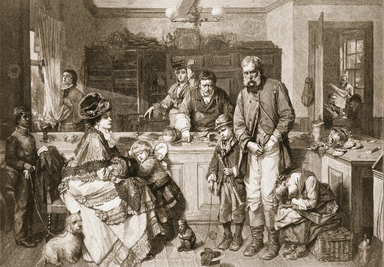 Fra hånd til mund - Han var en af de få, der ikke ville tigge, pub. 1879. af Thomas Faed