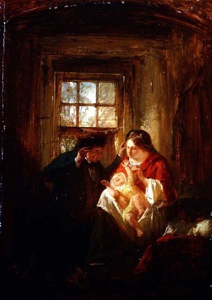 Maternal Joy (olie på panel) af Thomas Faed