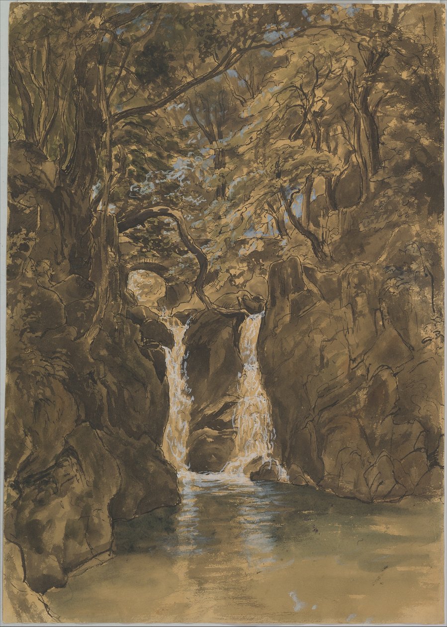 Udsigt over de nedre Rydal Falls, Cumbria af Thomas Fearnley
