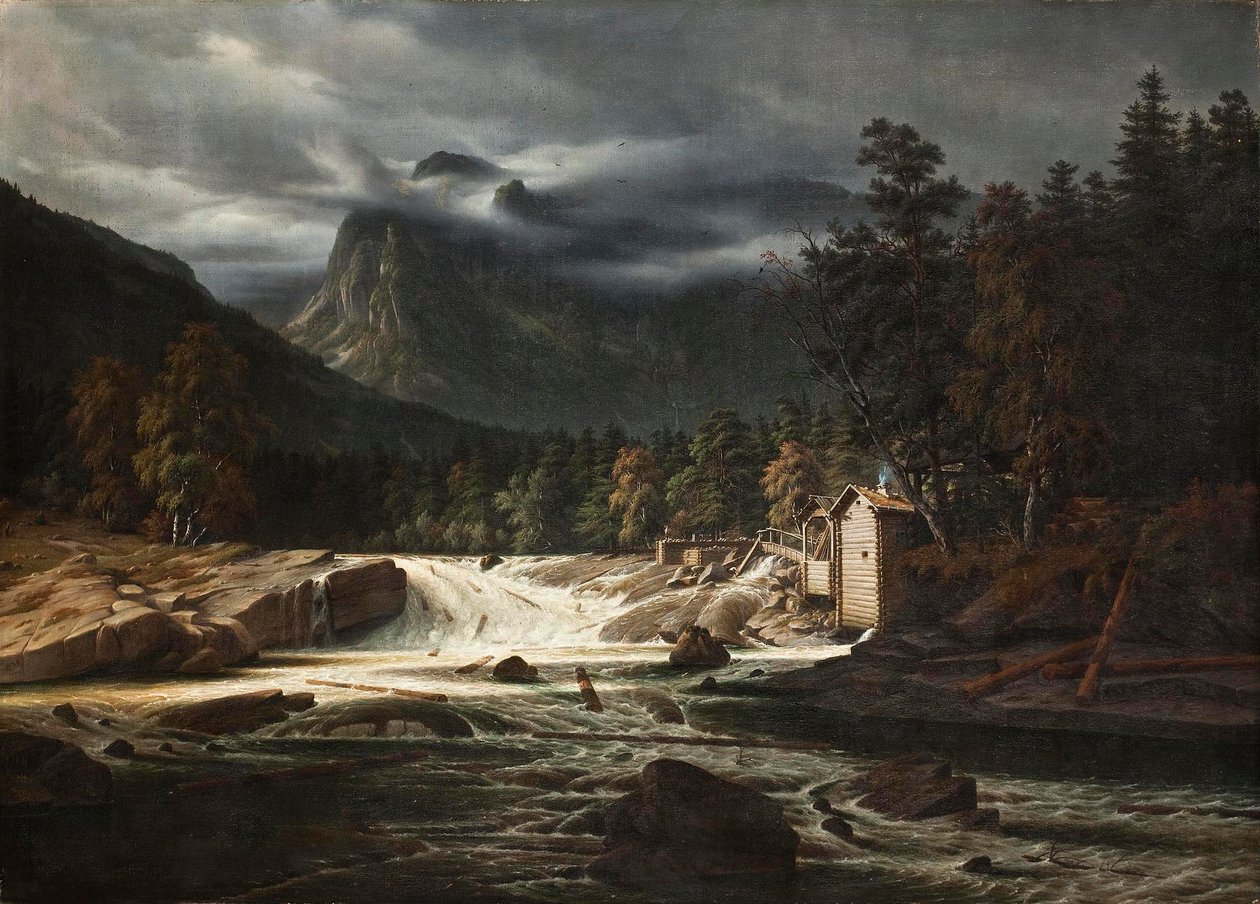 Norsk landskab, Marumfoss af Thomas Fearnley