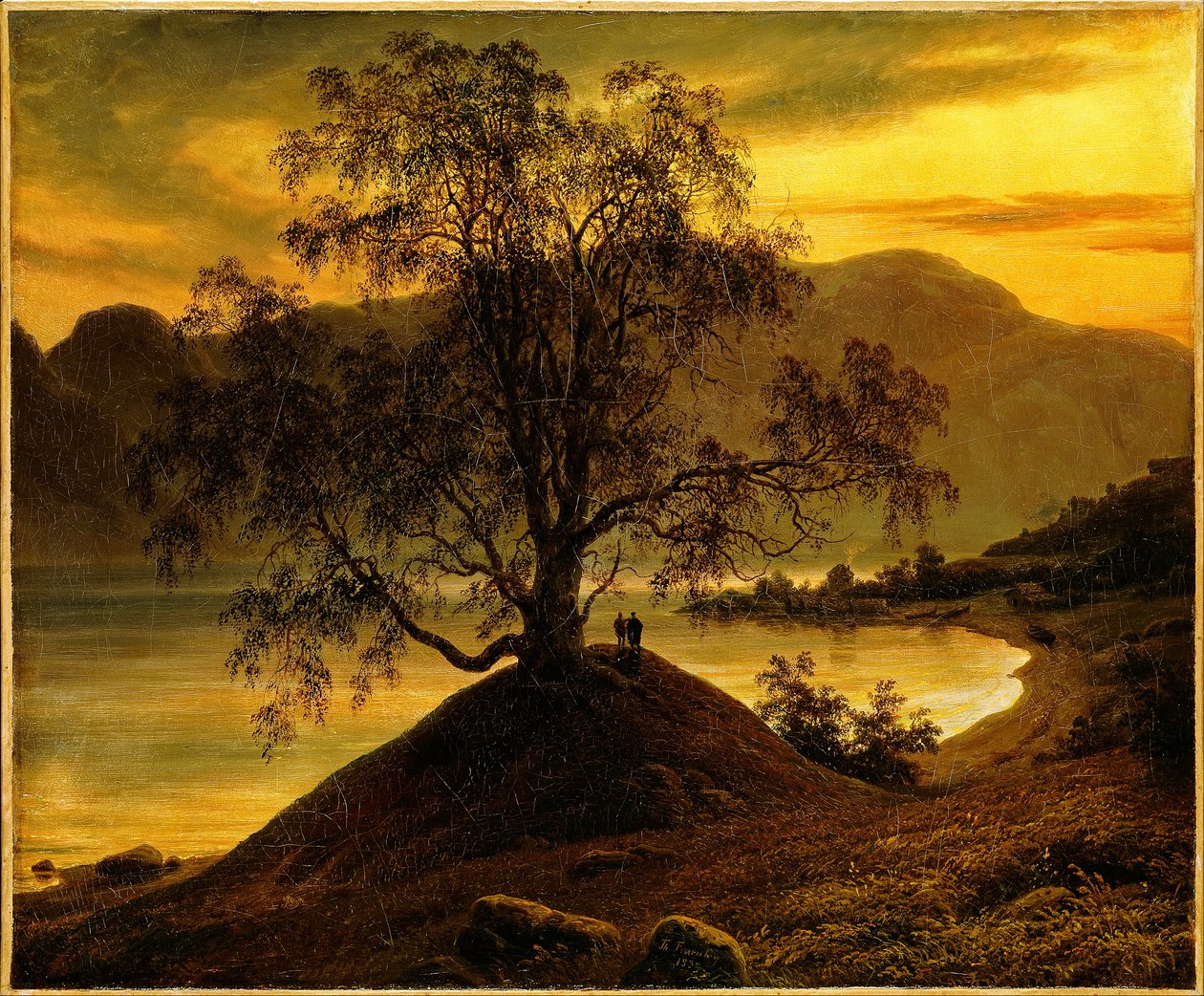 Gammelt birketræ ved Sognefjorden af Thomas Fearnley