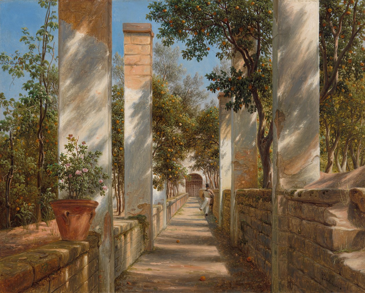 Pergola med appelsiner, ca. 1834. af Thomas Fearnley
