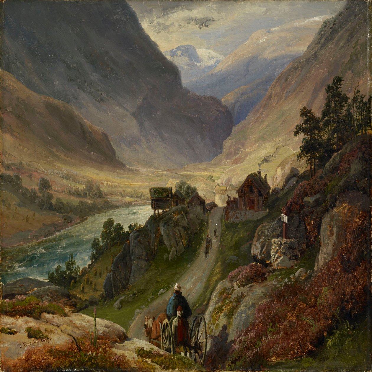 Stejle veje i Lærdal af Thomas Fearnley
