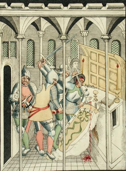 Mordet på St. Thomas a Becket (ca. 1118-70) i Canterbury, fra Treenighedens Kapel i Stratford Upon Avon af Thomas Fisher Hoxton