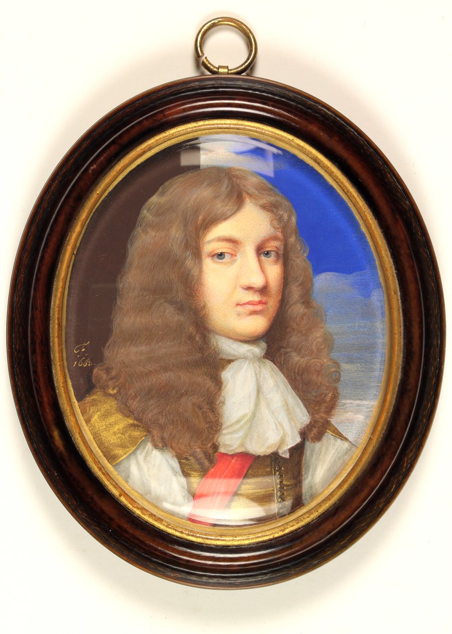 En gentleman traditionelt identificeret som Sir John Egerton (akvarel på vellum) af Thomas Flatman