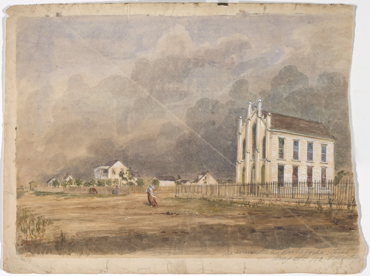 Masonic Hall, Matagorda, Texas, 21. maj 1852 (akvarel på papir) af Thomas Flintoff
