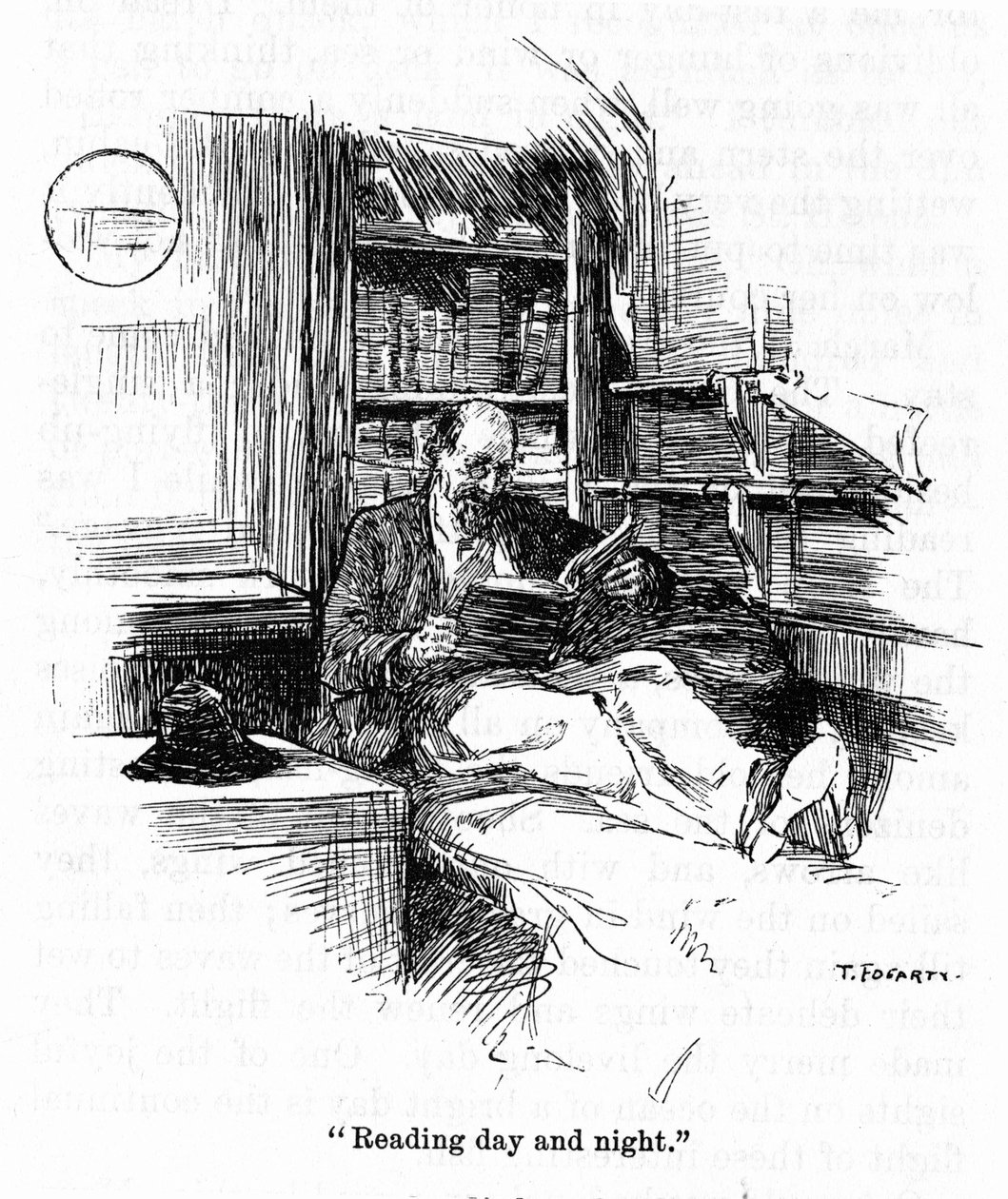Portræt af kaptajn Joshua Slocum (1844-1909), som foretog den første sejltur i verden i 1895. Tegning af Thomas Fogarty (1873-1938) 20. århundrede af Thomas Fogarty